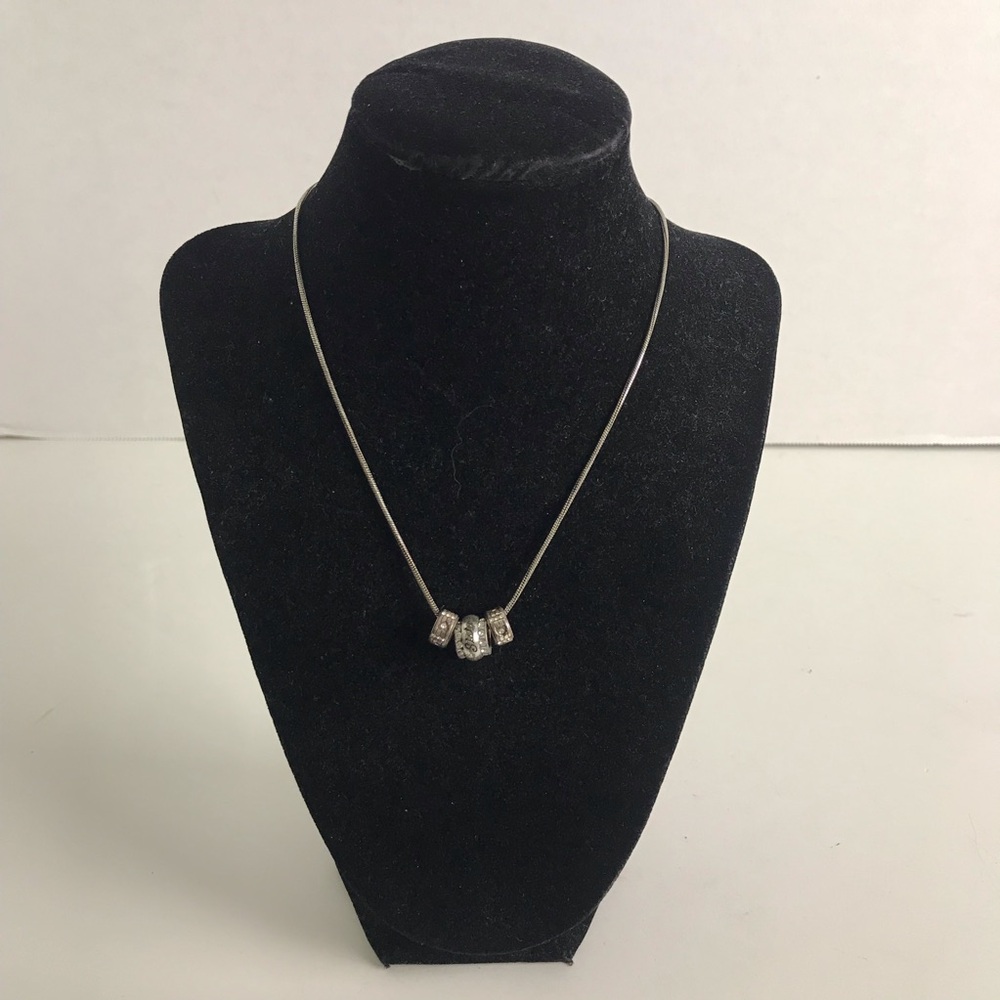 Brighton Silver Tone Rhinestones Beaded Charms Necklace Office